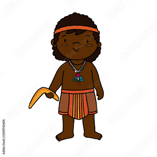 Принти на полотні Aborigine boy illustration