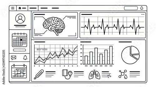 Bild auf Leinwand Medical Dashboard Infographic Vector