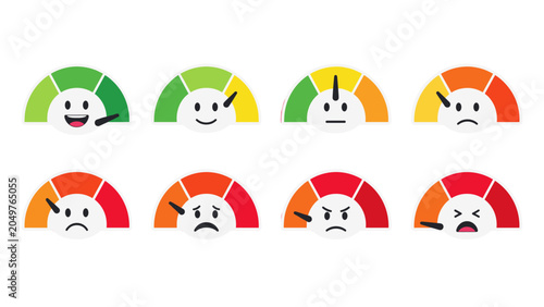Canvastavla Set of satisfaction meter icons with facial expressions