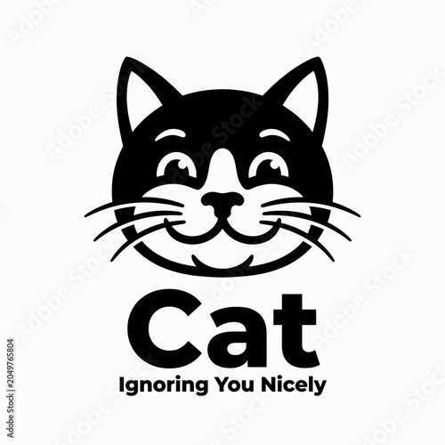 Canvas-taulu Black cat face with smile.