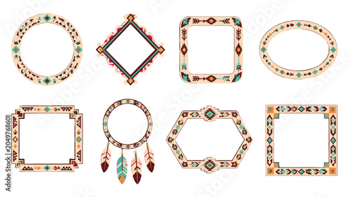 Fotografie Set of decorative geometric ornamental frames and borders