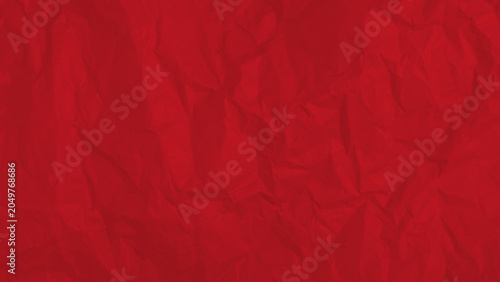 Festive Red Crumpled Paper Texture Background
