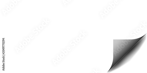 Curled paper corner peel effect isolated on transparent style background. Realistic page fold with soft shadow and smooth bend detail. Modern mockup element for presentation design.