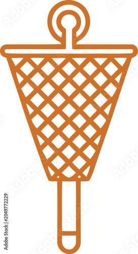 Fotografija Simple line art vector illustration of a hand-held fishing net for catching aqua
