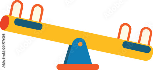 Tableau sur toile Flat vector illustration of a brightly colored seesaw for children with teeter t