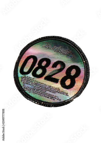 Reflective sticker with number 