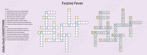 Fotografija Festive crossword puzzle on light purple background