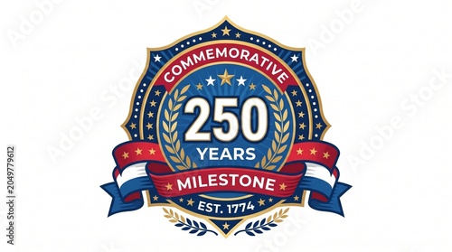 America250 Ribbon Star Badge Icon