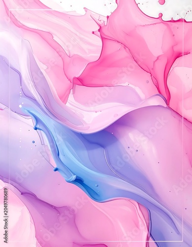 Abstract Pink and Blue Fluid Art Background.
