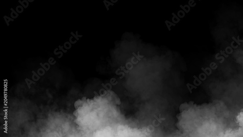 Fog and mist effect on black background. Smoke texture overlays. Design element.