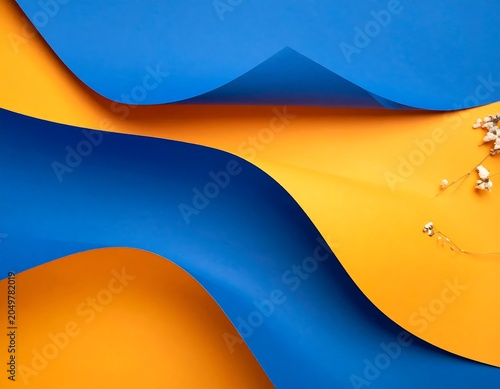 Abstract Wave Design with Blue and Orange Colors.