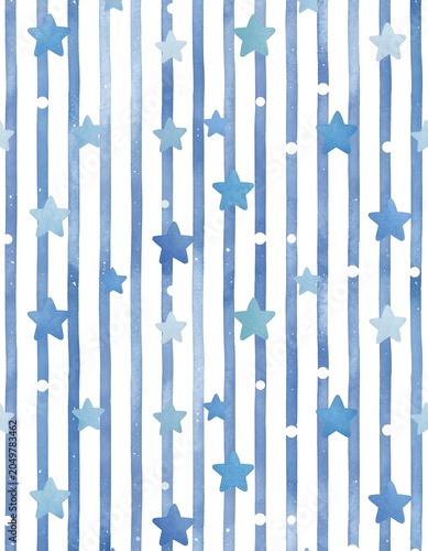 Blue Star Pattern on White Background.