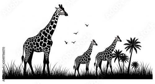Foto giraffe silhouette vector