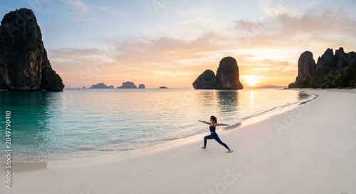 serene beach southern thailand yoga sunrise