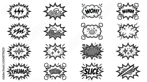 Photos Collection of comic book speech bubble sound effects hand drawn.