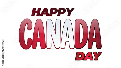 3D stylized Canada Day greeting text vector illustration for national holiday promotional banners and cards