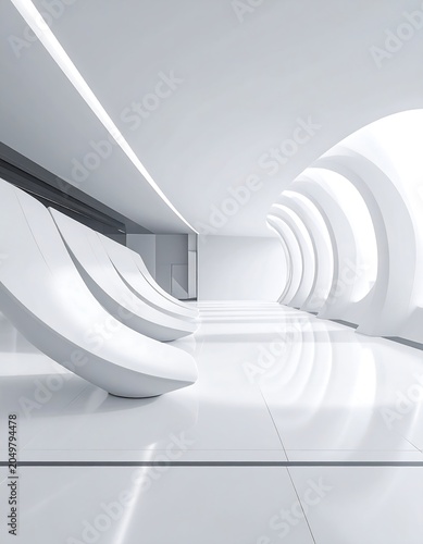 Modern white staircase interior design.