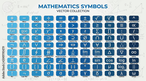 Bild auf Leinwand Comprehensive Set of Mathematical Symbols and Algebraic Icons for Education and