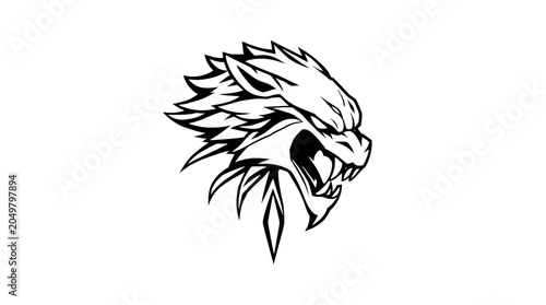 Fierce Wolf Head Emblem Illustration.