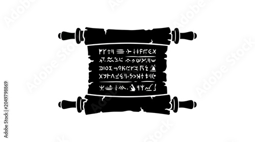 Bild auf Leinwand Ancient Scroll with Hieroglyphs Silhouette