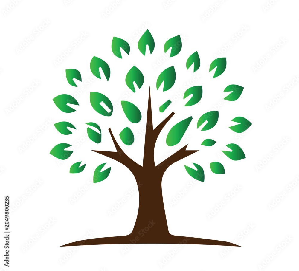 Fototapeta premium Green tree logo representing nature, sustainability, environmental protection, organic products, agriculture, and eco-friendly businesses