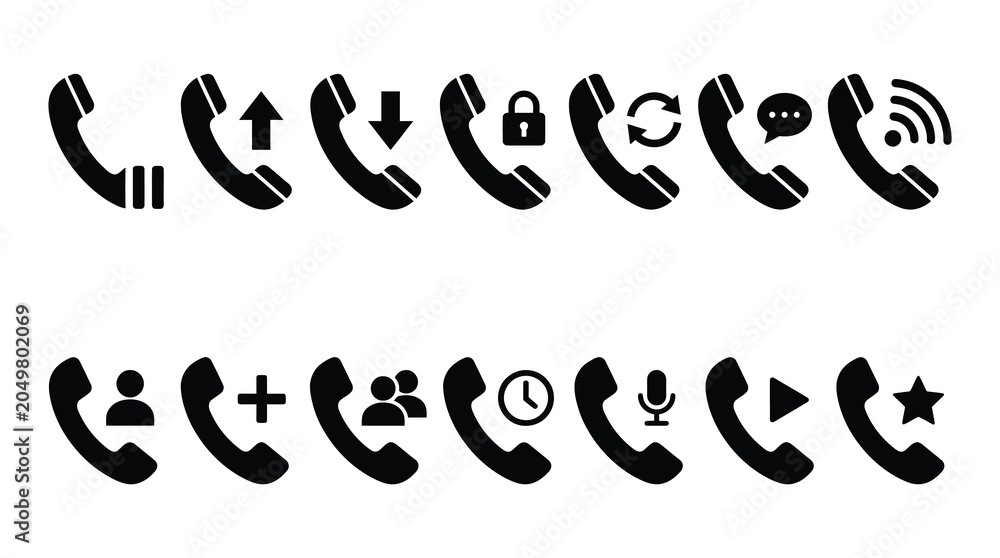 Fototapeta premium Comprehensive set of telephone communication icons with communication telephone connection