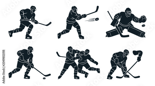 Photography Ice Hockey Player Silhouettes: Action Poses Collection