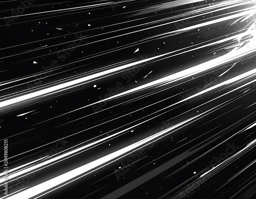 A black background with white streaks and specks