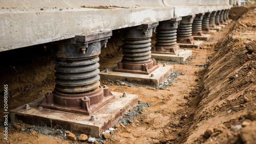Seismic Base Isolation Dampers under a Concrete Building Foundation for Earthquake Protection