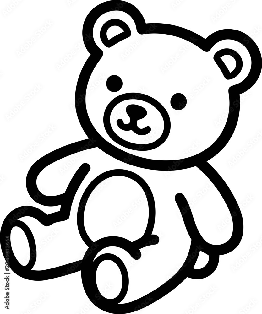 Fototapeta premium Cute Teddy Bear Outline Drawing Vector Art Illustration