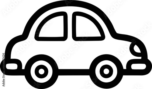 Simple car outline icon, black and white vector illustration