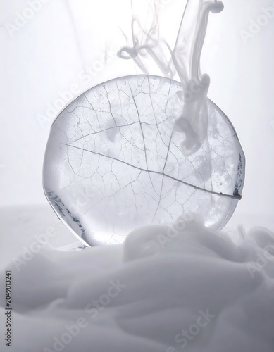 Frozen Apple On Snow Surface In Winter Scene.