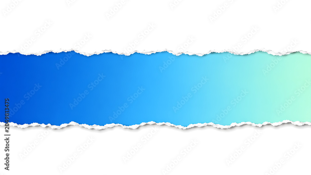 Fototapeta premium Torn paper revealing blue gradient background for creative design