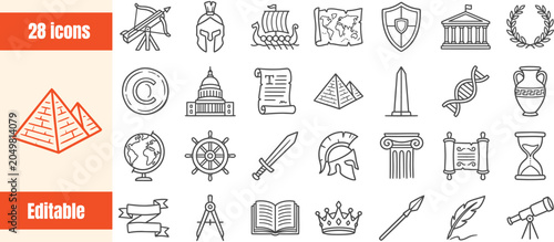 Bild auf Leinwand Collection of Historical and Scientific Icons Representing Antiquity and Discove