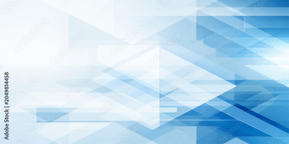 Obraz premium Abstract geometric background with blue and white layered shapes creating a sense of depth and technological innovation.