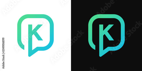 Letter K Chat Bubble Logo - Modern Gradient Design for Communication and Business