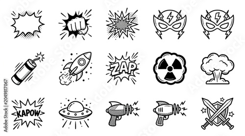 Tableau sur toile Collection of comic book style graphic elements and symbols.