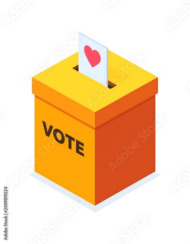 Vote Box with Heart Ballot Paper.