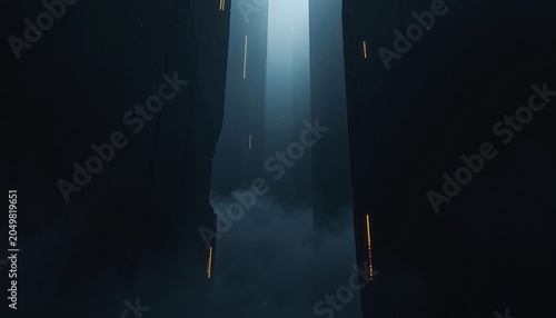Dark Cinematic AI Dreamscape with Impossible Structures and Dramatic Lighting