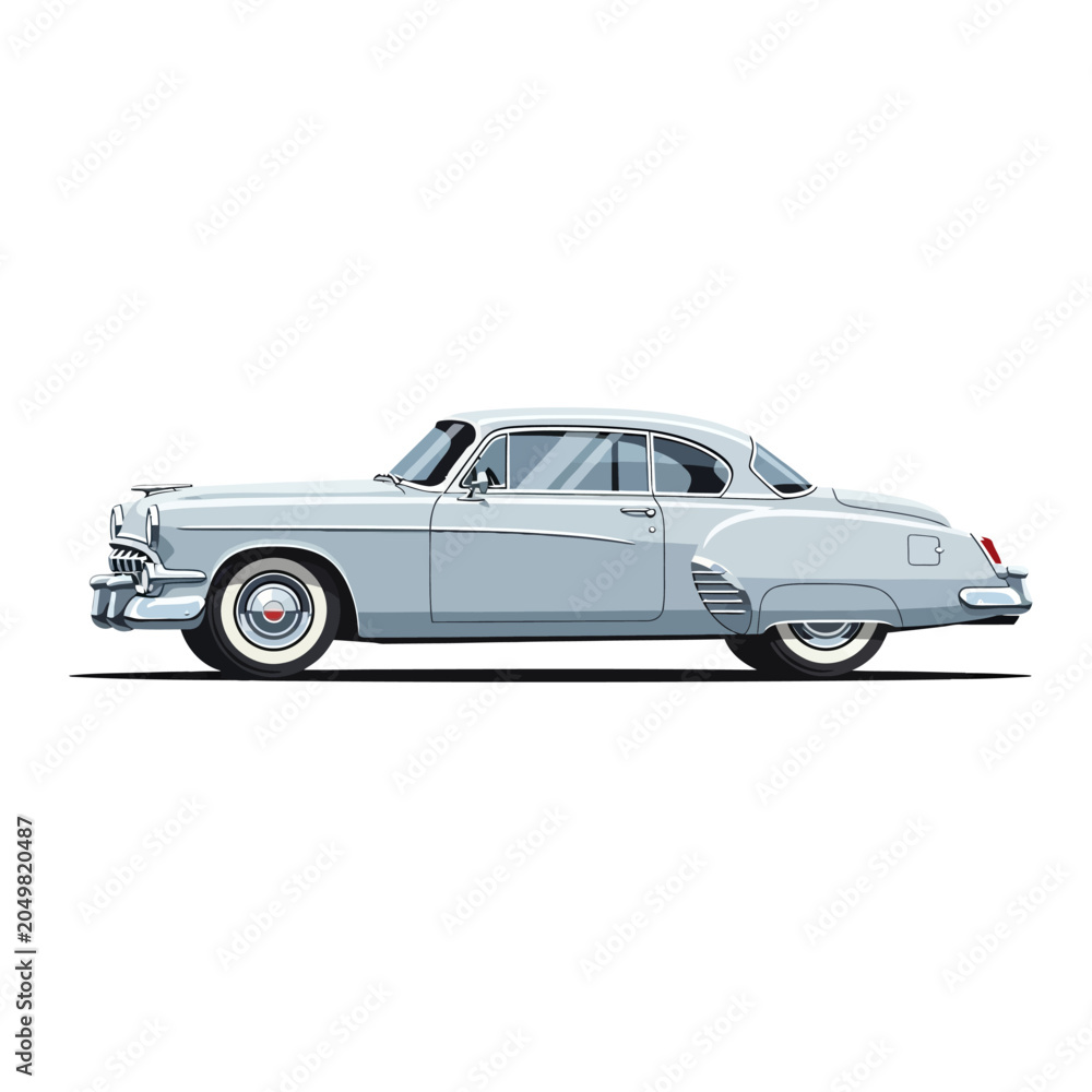 Obraz premium Classic Light Blue Vintage Car Illustration on White Background