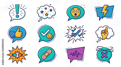 Collection of Communication and Feedback Icons.