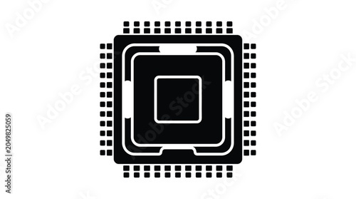 Obraz na plátně microprocessor chip silhouette on white background electronics technology hardwa