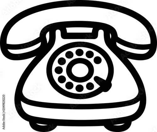 Retro Rotary Phone Icon - Vintage Communication Symbol