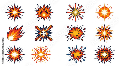Collection of Explosions and Bursts Graphic Elements.