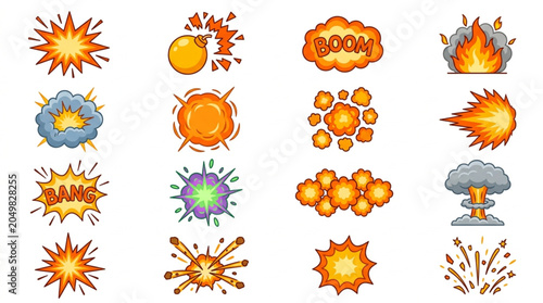 Collection of Explosions and Fire Effects Icons.