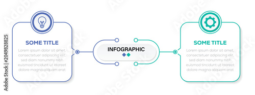 Cuadro en lienzo Blue and teal vector infographic design element with 2 step rectangular diagram