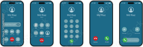 Foto Smartphone interface screens showing incoming call icons eps 10