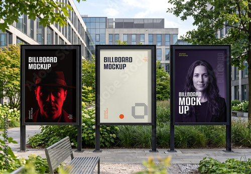 Three Vertical Billboard Mockup Template