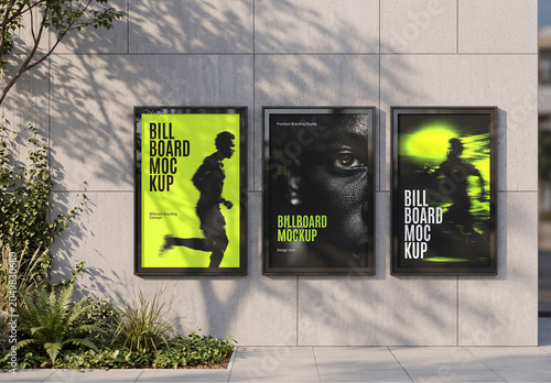 Billboard Posters Mockup on Concrete wall