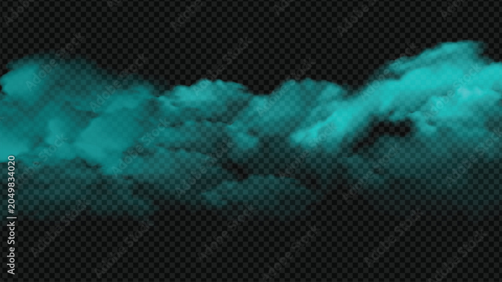 Fototapeta premium Realistic smoke clouds overlay turquoise wavy smooth layout